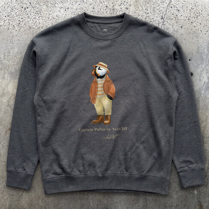 AukCliff® Captain Puffin Sweatshirt Charcoal Heather / S Captain Puffin “Iberian Rambler” Sweatshirt