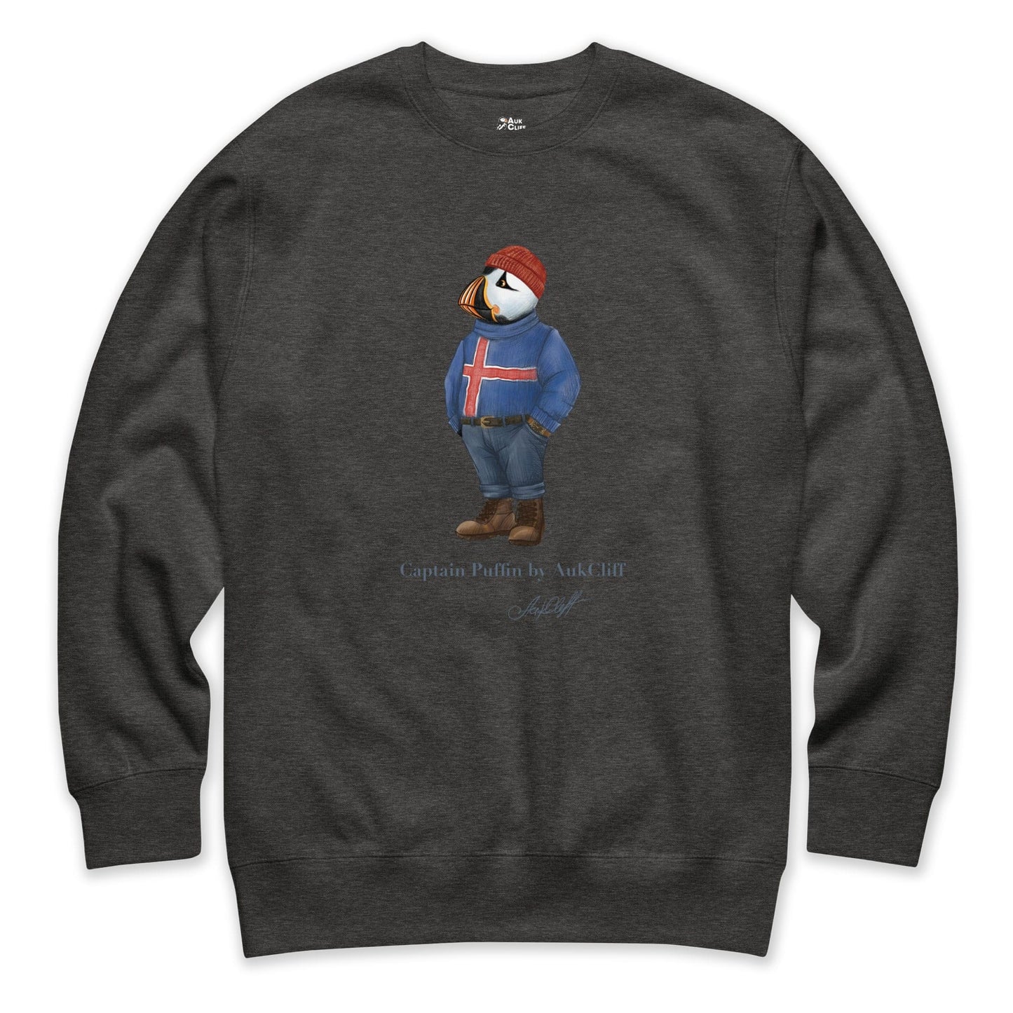 AukCliff Captain Puffin Sweatshirt Charcoal Heather / S Captain Puffin™ “Iceland Wanderer” Sweatshirt