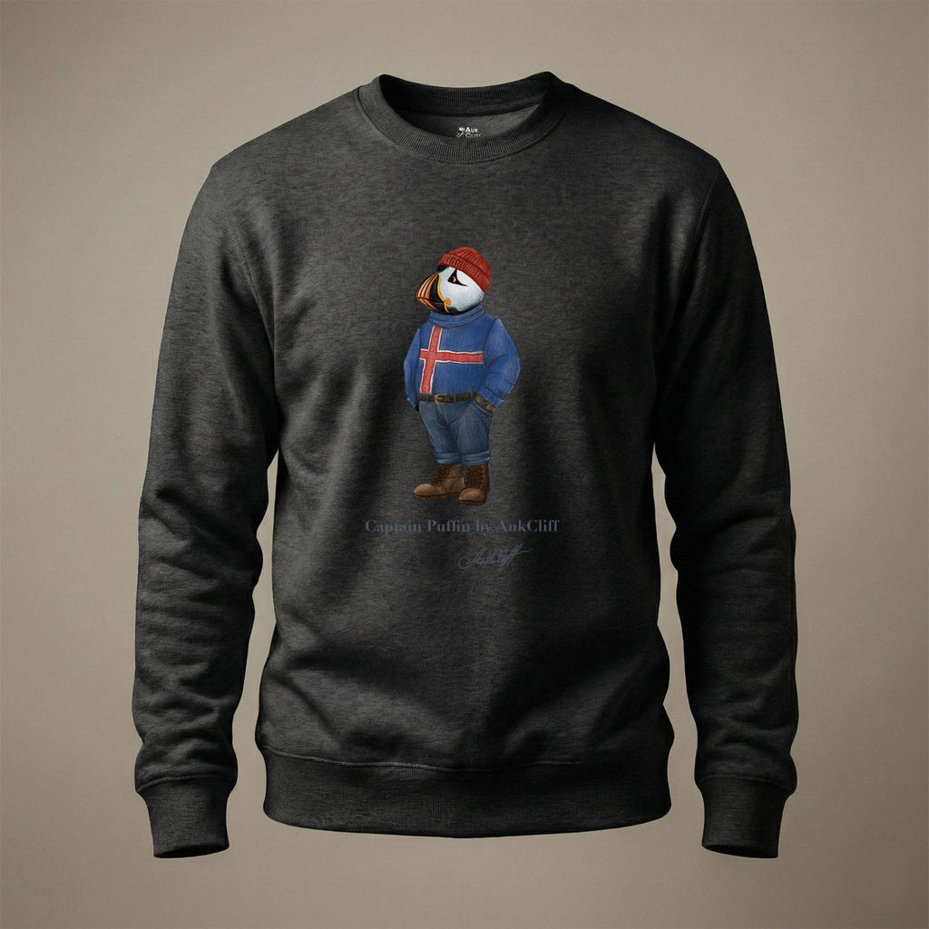 AukCliff Captain Puffin Sweatshirt Charcoal Heather / S Captain Puffin™ “Iceland Wanderer” Sweatshirt