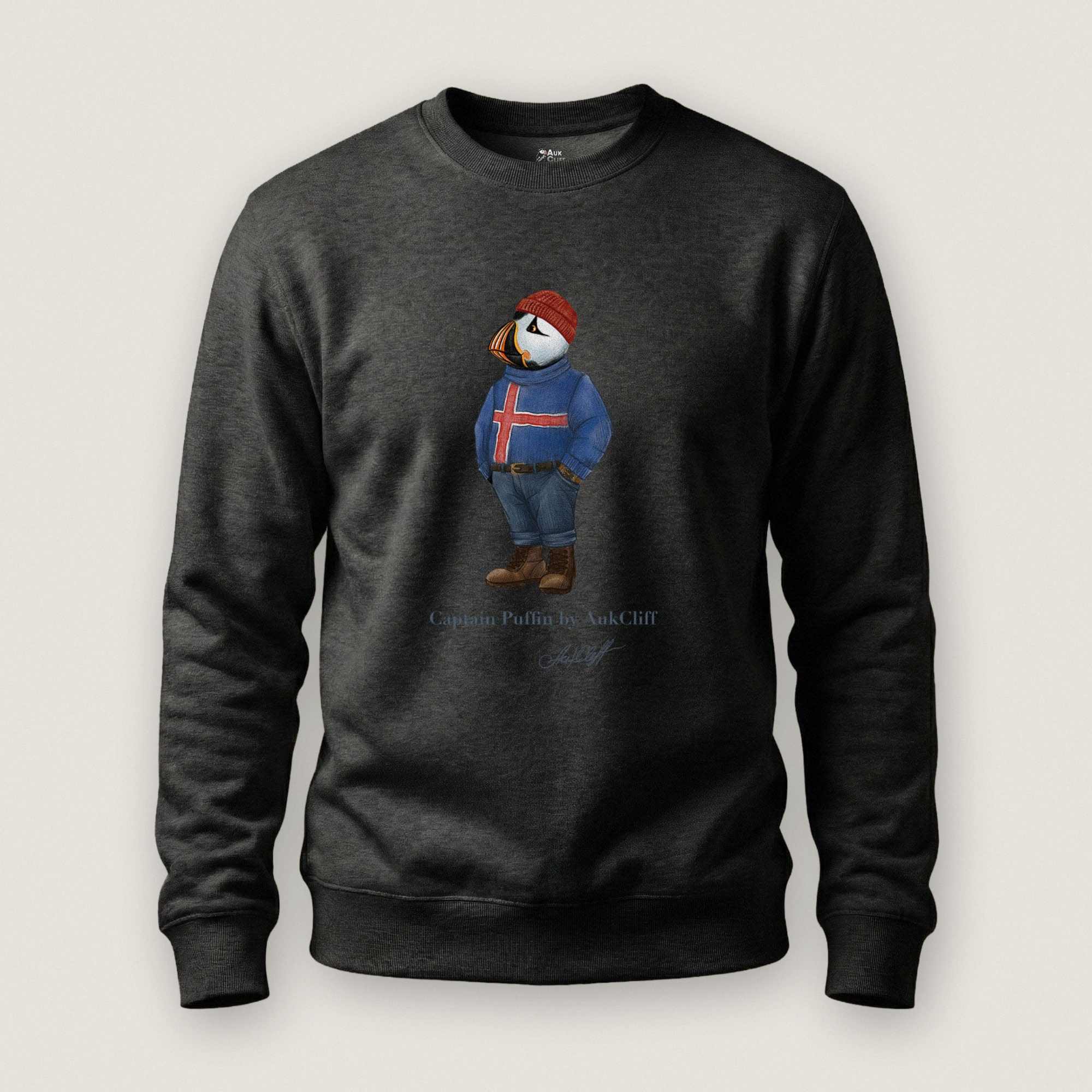 AukCliff Captain Puffin Sweatshirt Charcoal Heather / S Captain Puffin™ “Iceland Wanderer” Sweatshirt