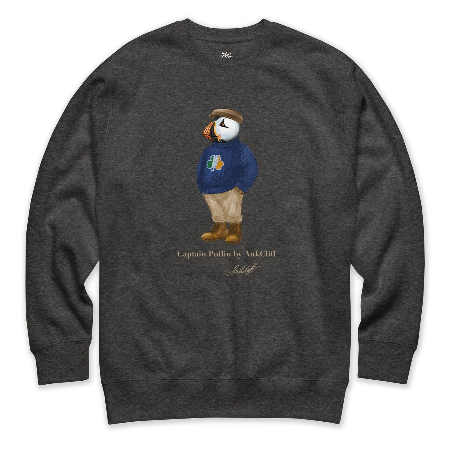 AukCliff Captain Puffin Sweatshirt Charcoal Heather / S Captain Puffin™ “Irish Trailkeeper” Sweatshirt