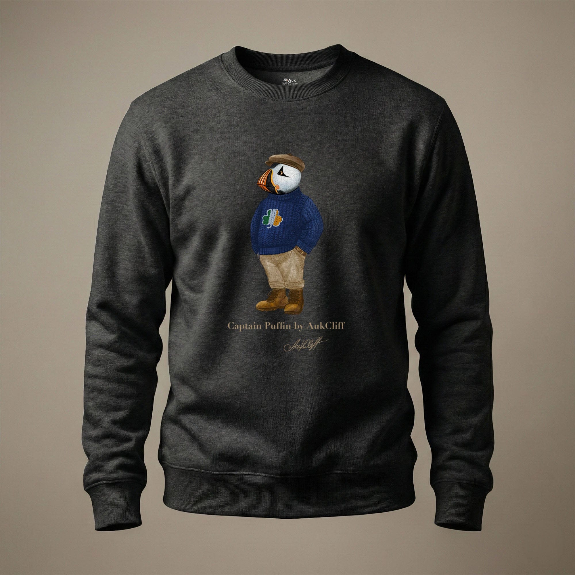 AukCliff Captain Puffin Sweatshirt Charcoal Heather / S Captain Puffin™ “Irish Trailkeeper” Sweatshirt