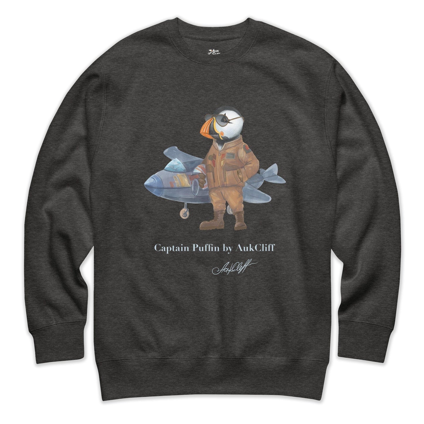 AukCliff Captain Puffin Sweatshirt Charcoal Heather / S Captain Puffin™ Jet Pilot Sweatshirt