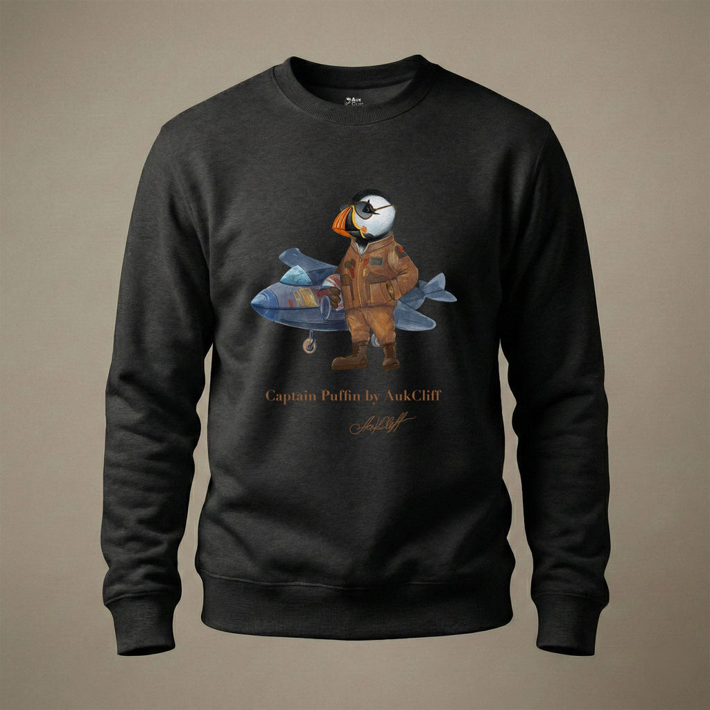 AukCliff Captain Puffin Sweatshirt Charcoal Heather / S Captain Puffin™ Jet Pilot Sweatshirt