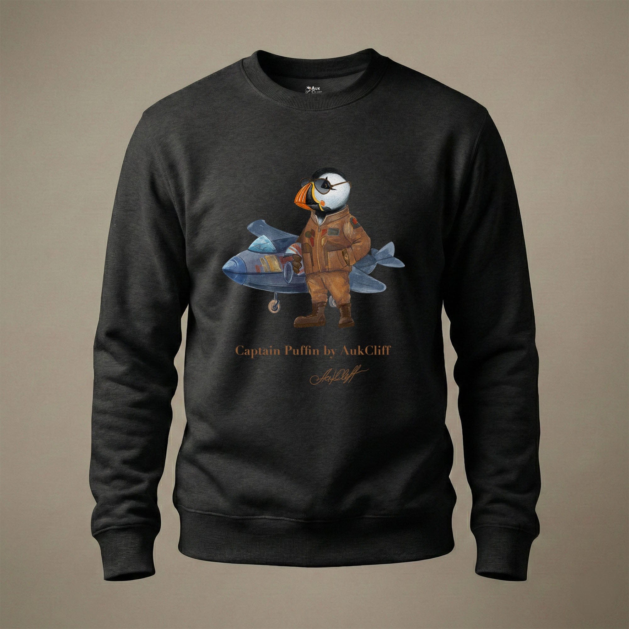 AukCliff Captain Puffin Sweatshirt Charcoal Heather / S Captain Puffin™ Jet Pilot Sweatshirt