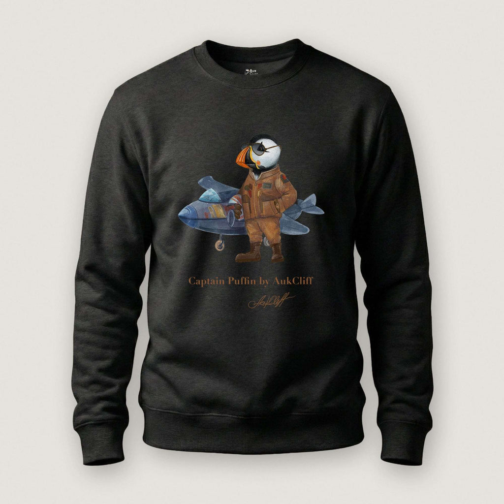 AukCliff Captain Puffin Sweatshirt Charcoal Heather / S Captain Puffin™ Jet Pilot Sweatshirt