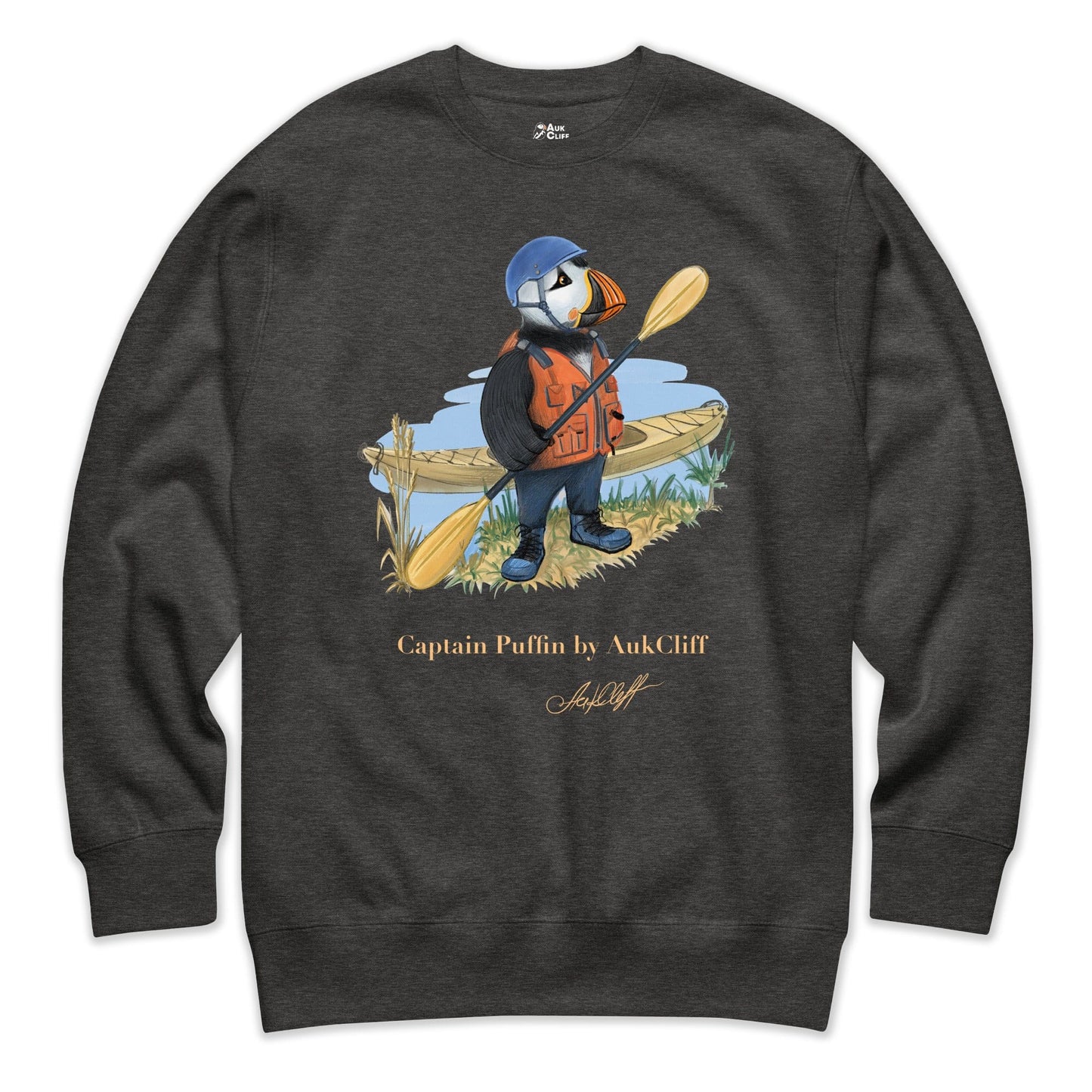AukCliff Captain Puffin Sweatshirt Charcoal Heather / S Captain Puffin™ Kayaker Sweatshirt
