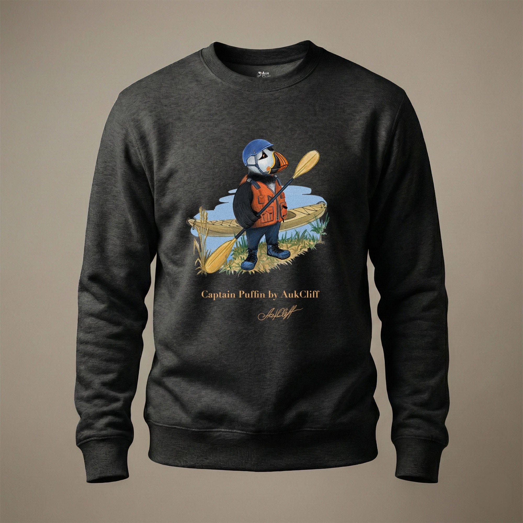 AukCliff Captain Puffin Sweatshirt Charcoal Heather / S Captain Puffin™ Kayaker Sweatshirt