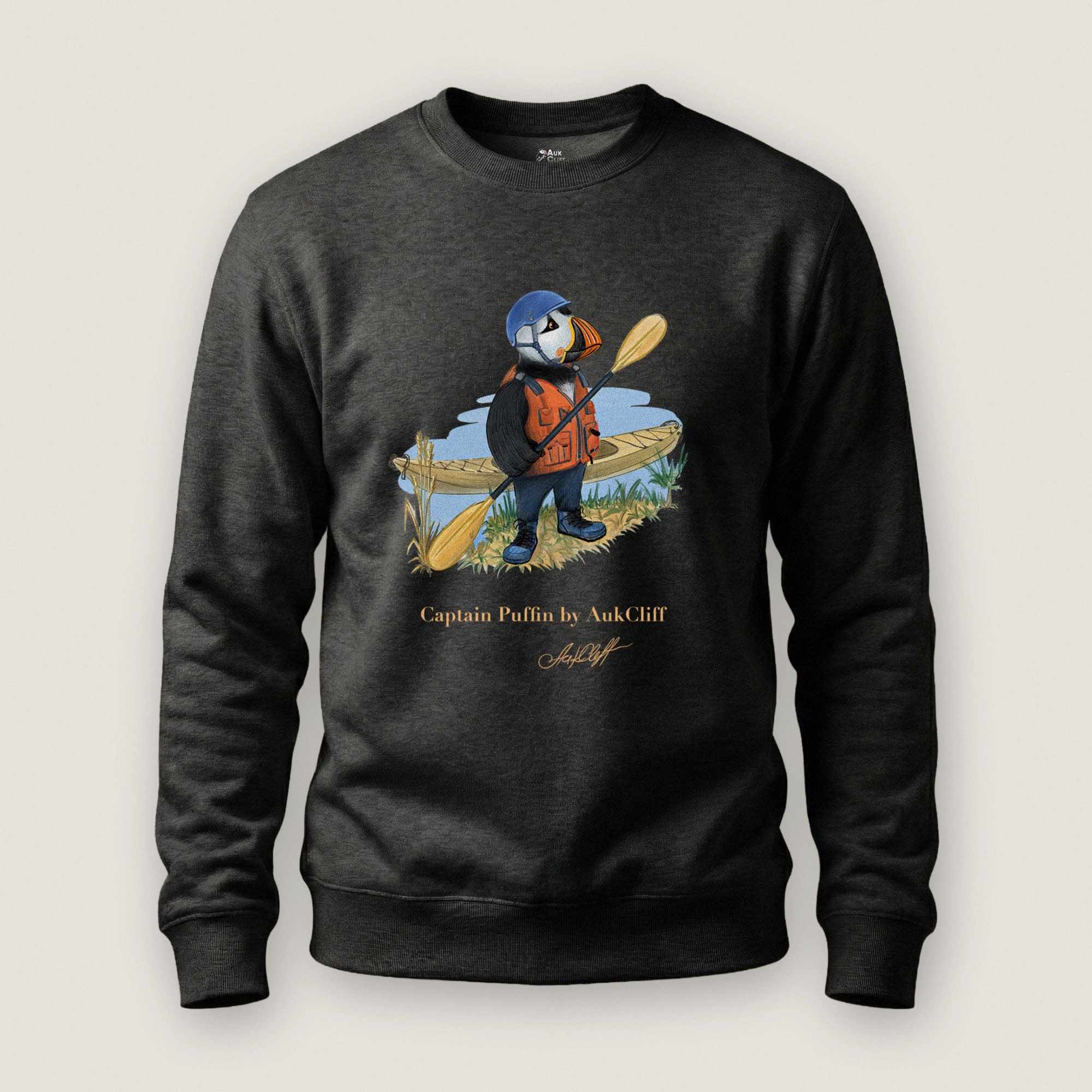 AukCliff Captain Puffin Sweatshirt Charcoal Heather / S Captain Puffin™ Kayaker Sweatshirt