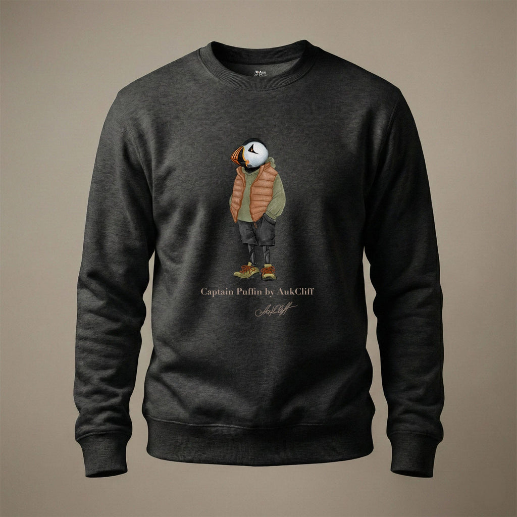 AukCliff® Captain Puffin Sweatshirt Charcoal Heather / S Captain Puffin “New Zealand Tramper” Sweatshirt