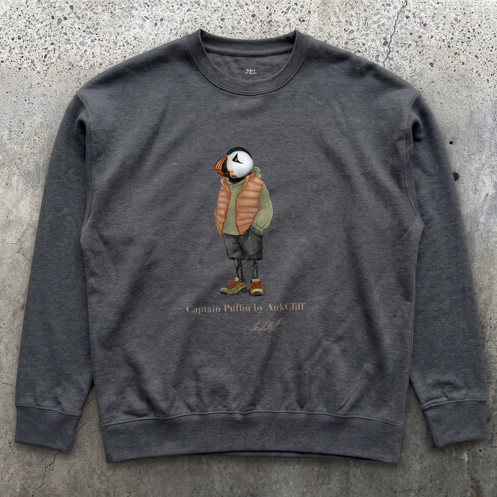 AukCliff® Captain Puffin Sweatshirt Charcoal Heather / S Captain Puffin “New Zealand Tramper” Sweatshirt