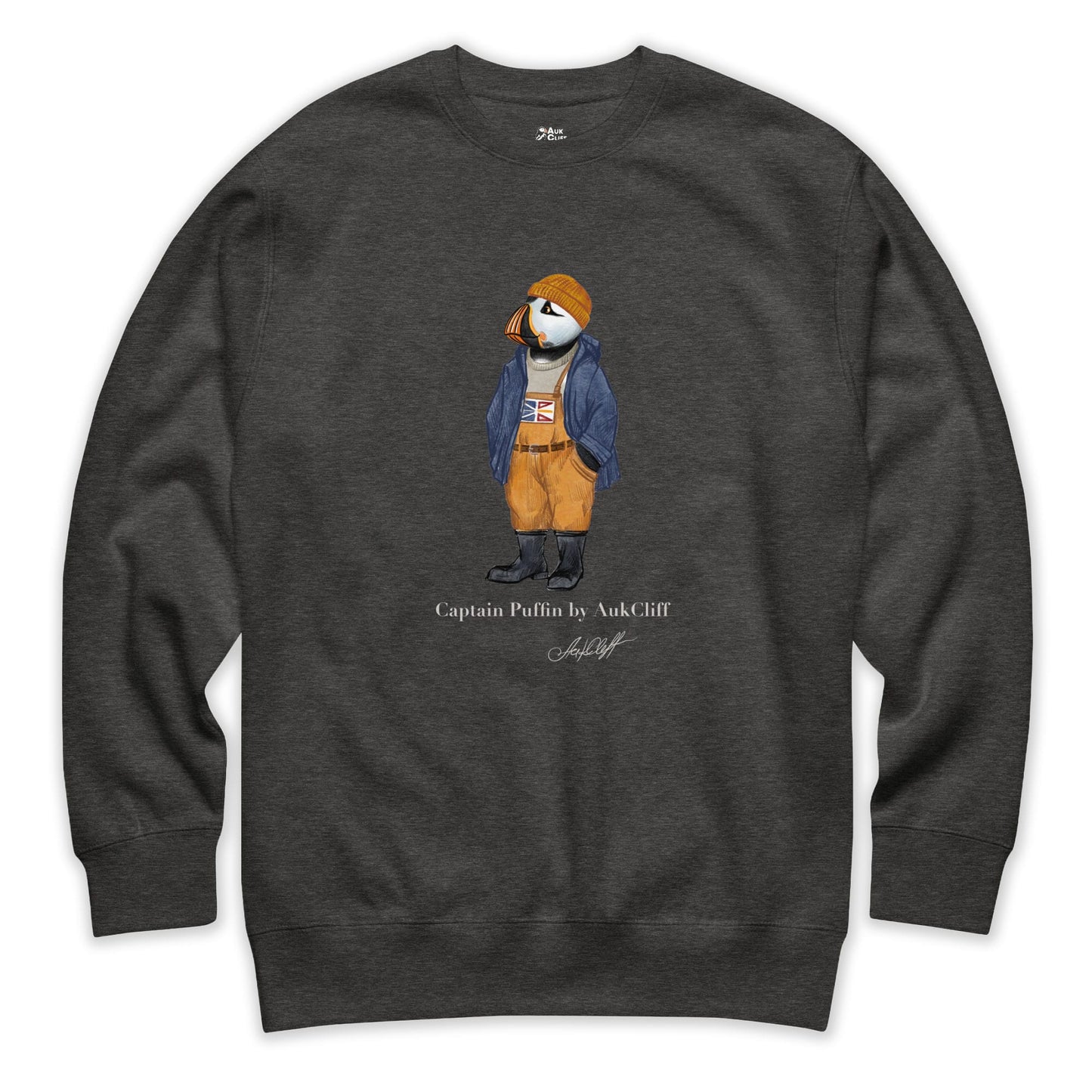 AukCliff® Captain Puffin Sweatshirt Charcoal Heather / S Captain Puffin™ Newfoundland & Labrador Sweatshirt