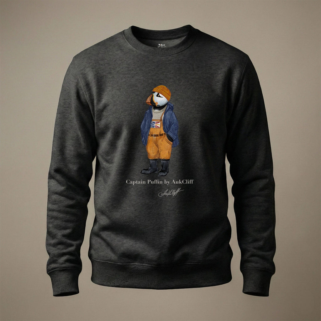 AukCliff® Captain Puffin Sweatshirt Charcoal Heather / S Captain Puffin™ Newfoundland & Labrador Sweatshirt