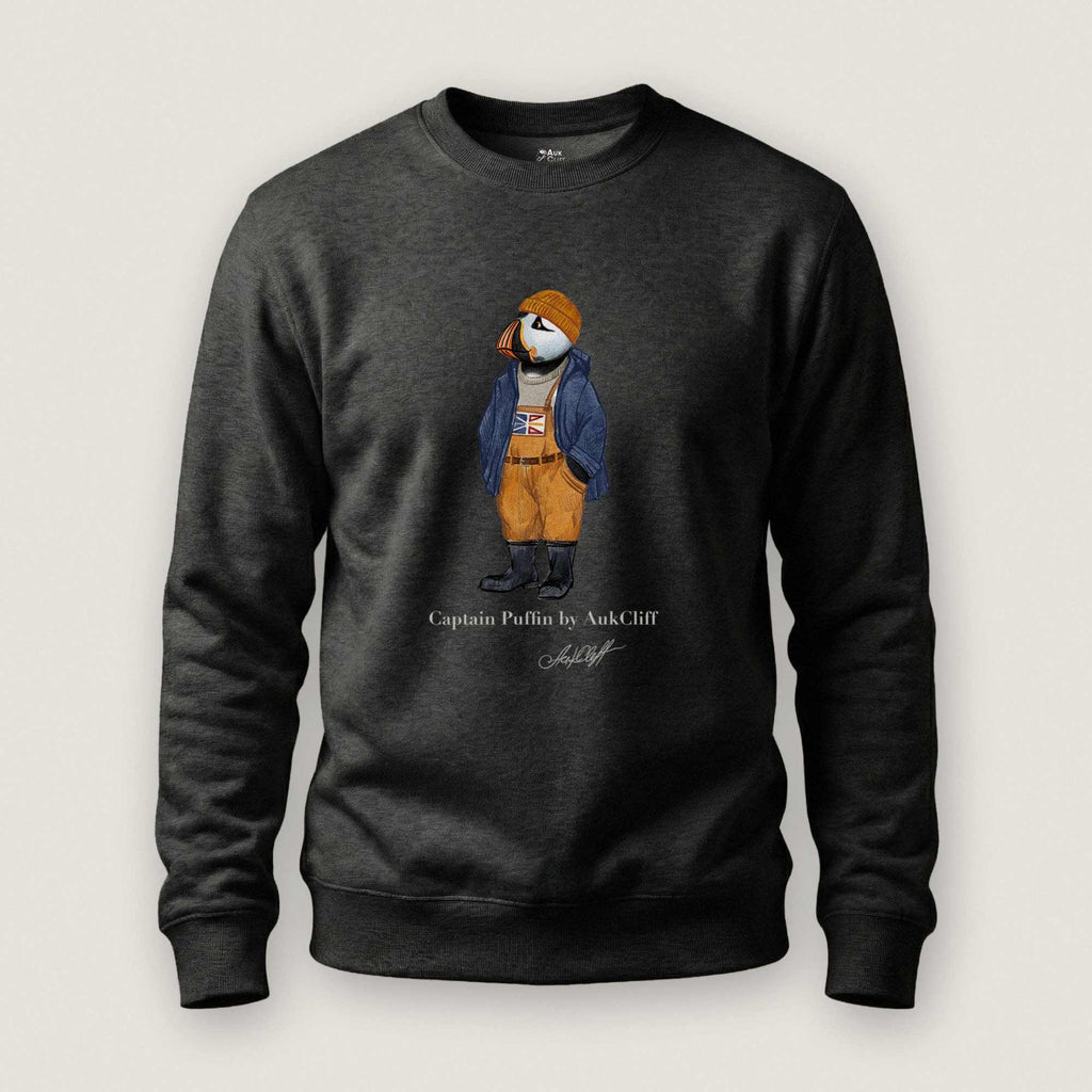 AukCliff® Captain Puffin Sweatshirt Charcoal Heather / S Captain Puffin™ Newfoundland & Labrador Sweatshirt