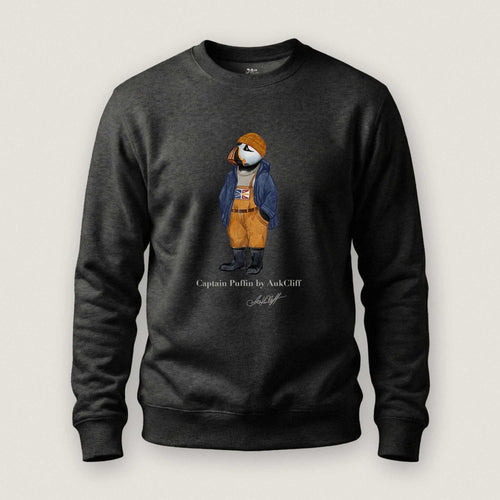 AukCliff® Captain Puffin Sweatshirt Charcoal Heather / S Captain Puffin™ Newfoundland & Labrador Sweatshirt