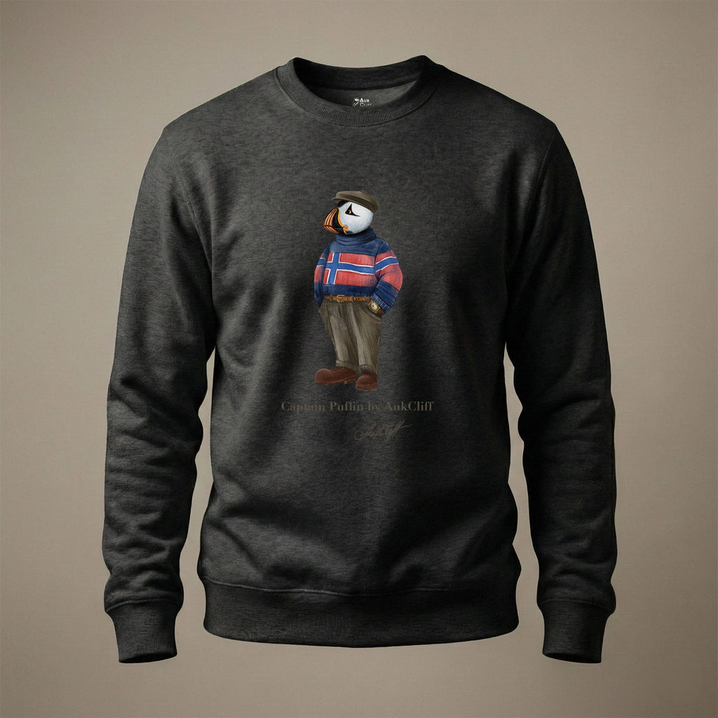 AukCliff Captain Puffin Sweatshirt Charcoal Heather / S Captain Puffin™ “Nordic Wanderer” Sweatshirt
