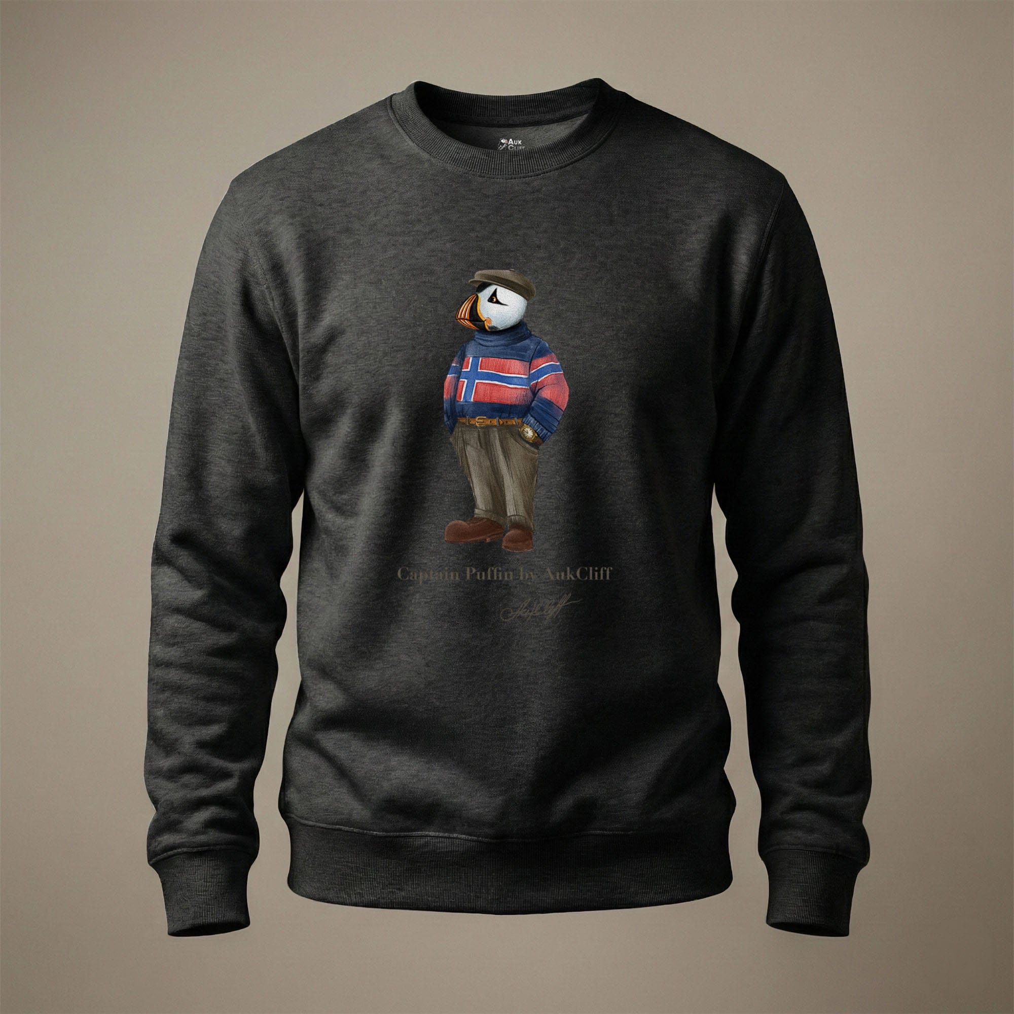 AukCliff Captain Puffin Sweatshirt Charcoal Heather / S Captain Puffin™ “Nordic Wanderer” Sweatshirt