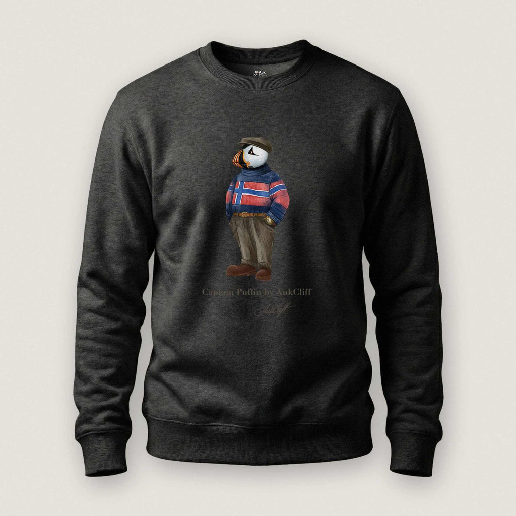 AukCliff Captain Puffin Sweatshirt Charcoal Heather / S Captain Puffin™ “Nordic Wanderer” Sweatshirt