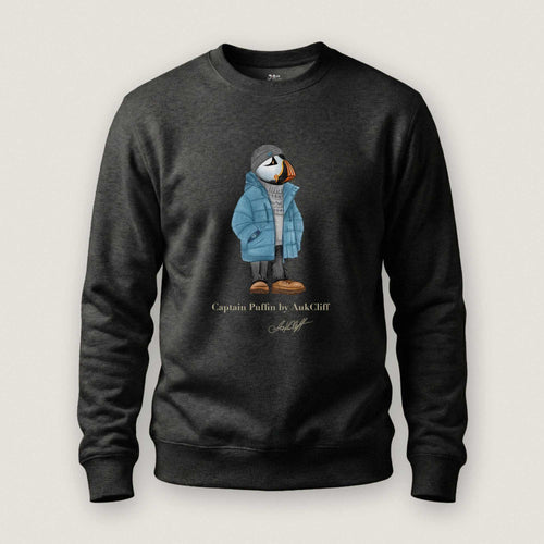 AukCliff® Captain Puffin Sweatshirt Charcoal Heather / S Captain Puffin “Nordic Wayfarer” Sweatshirt
