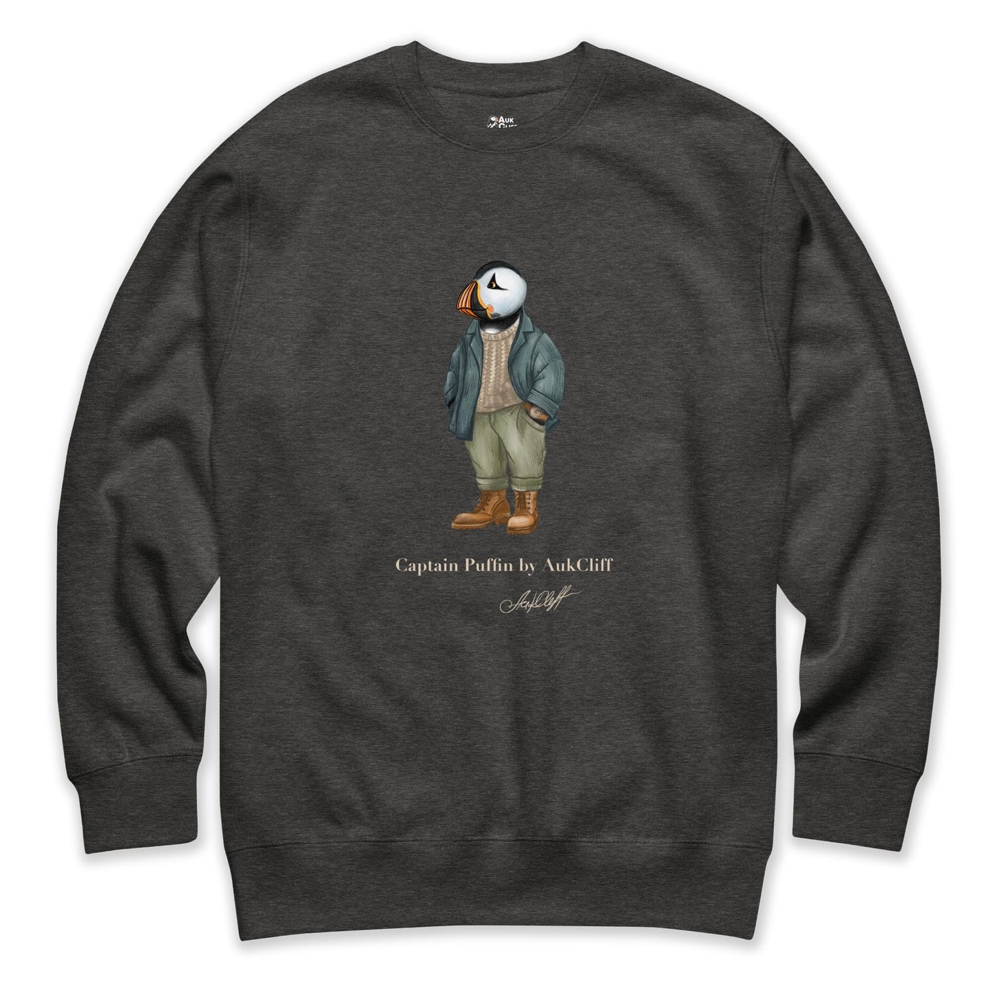 AukCliff® Captain Puffin Sweatshirt Charcoal Heather / S Captain Puffin™ “Outdoor Heritage” Sweatshirt