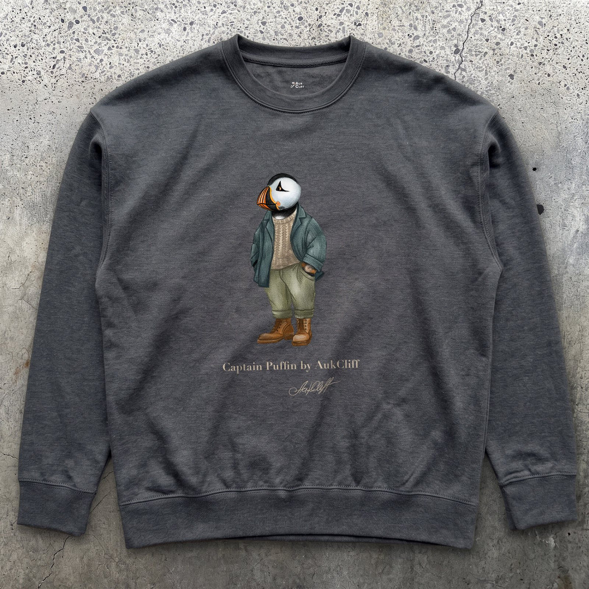 AukCliff® Captain Puffin Sweatshirt Charcoal Heather / S Captain Puffin™ “Outdoor Heritage” Sweatshirt