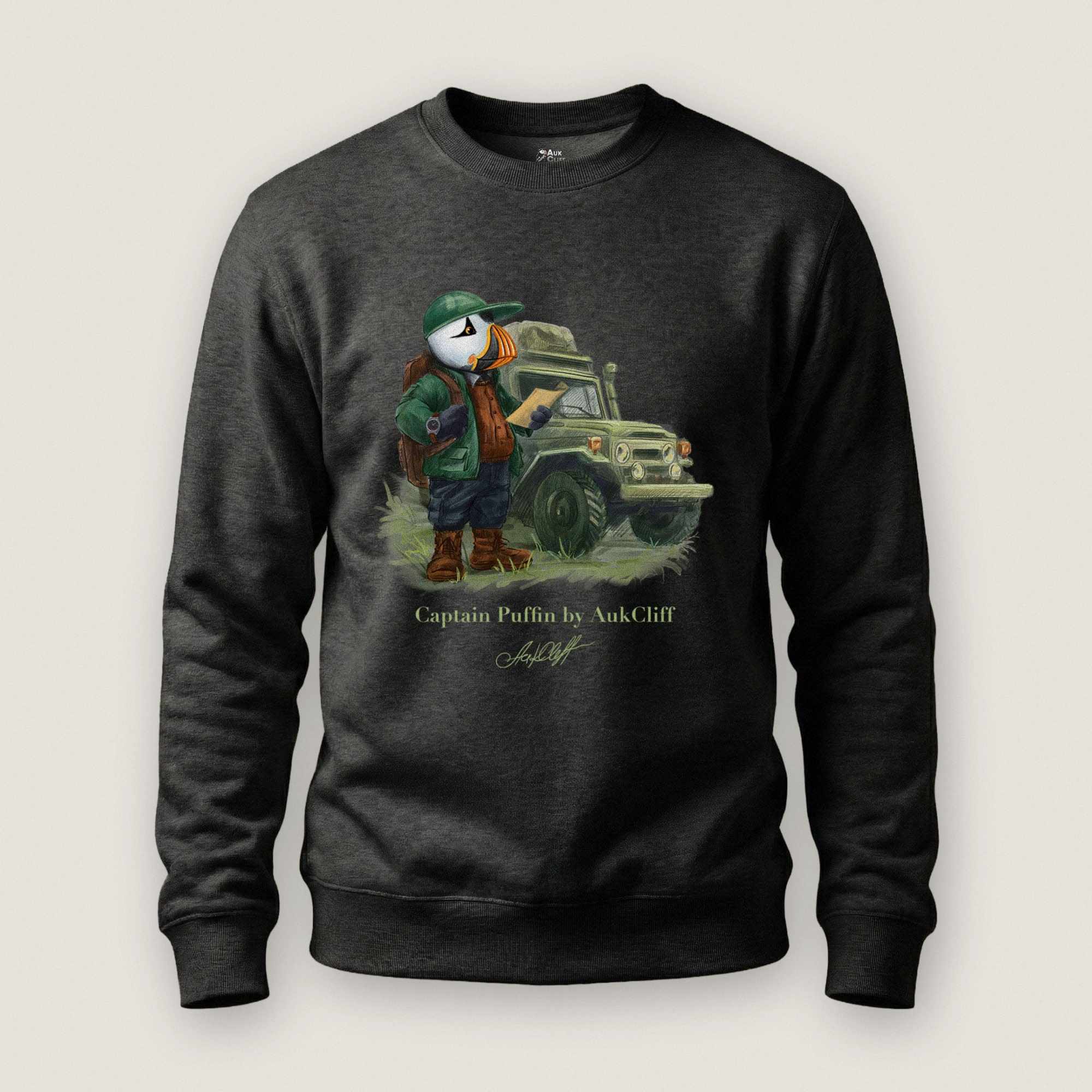 AukCliff Captain Puffin Sweatshirt Charcoal Heather / S Captain Puffin™ Overland Explorer Sweatshirt
