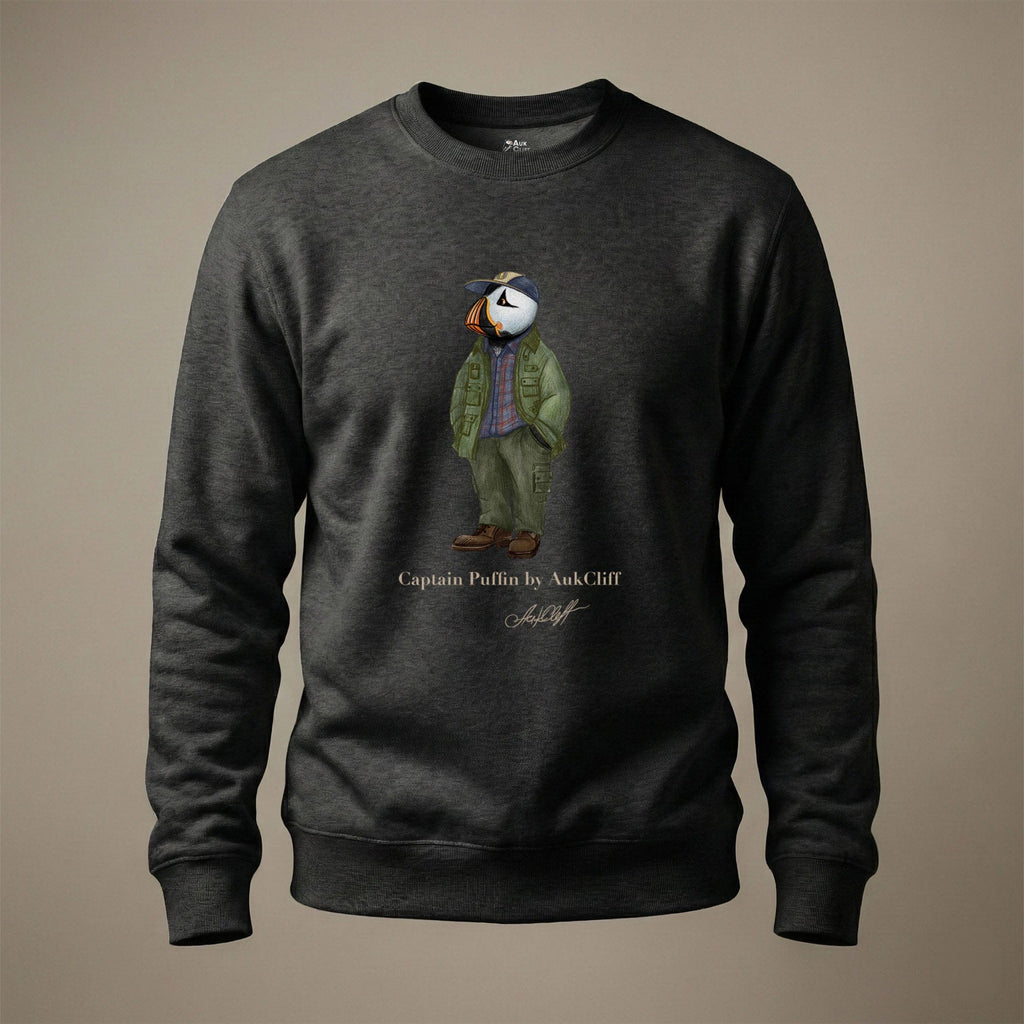 AukCliff® Captain Puffin Sweatshirt Charcoal Heather / S Captain Puffin “Pacific Northwest Trailkeeper” Sweatshirt