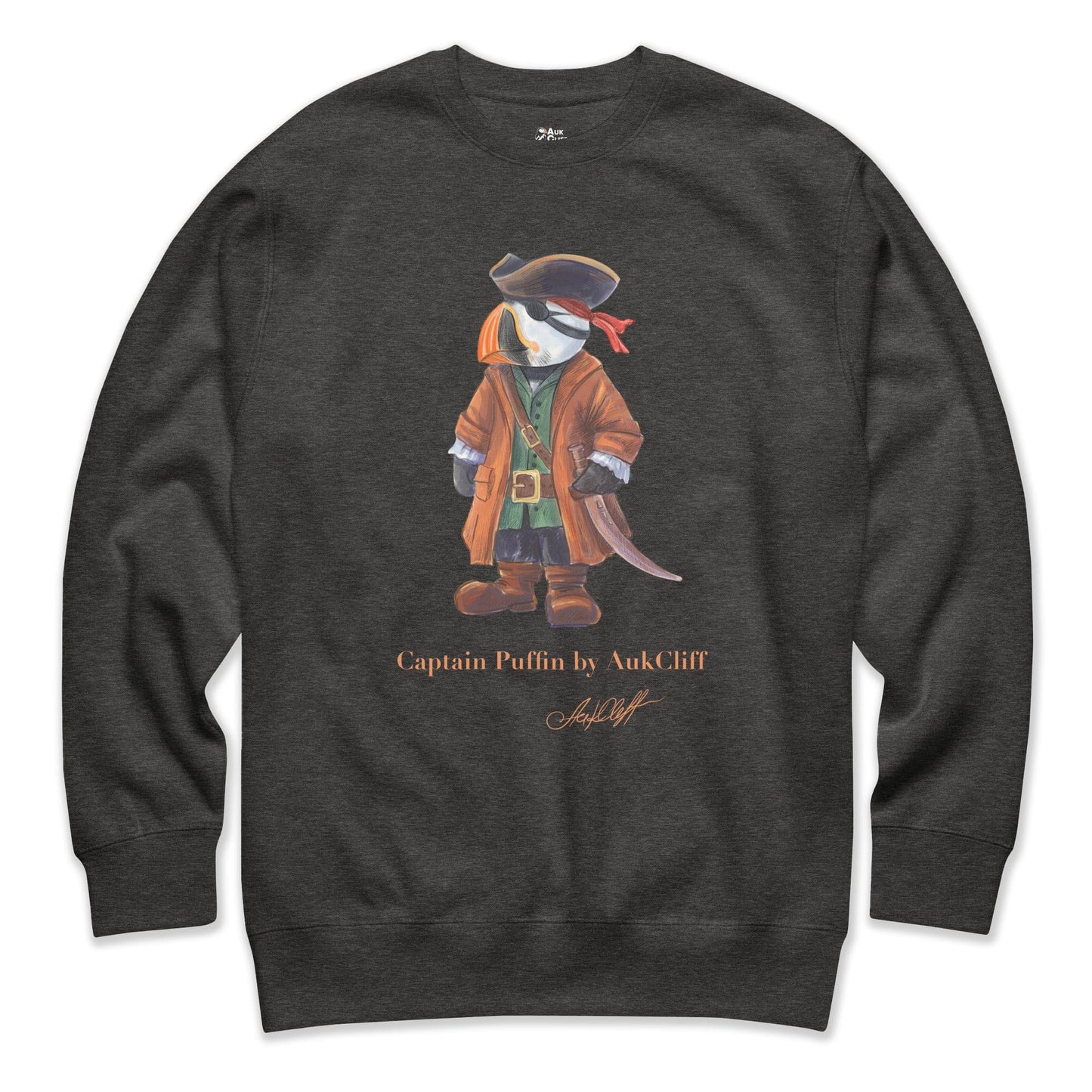 AukCliff Captain Puffin Sweatshirt Charcoal Heather / S Captain Puffin™ Pirate Sweatshirt