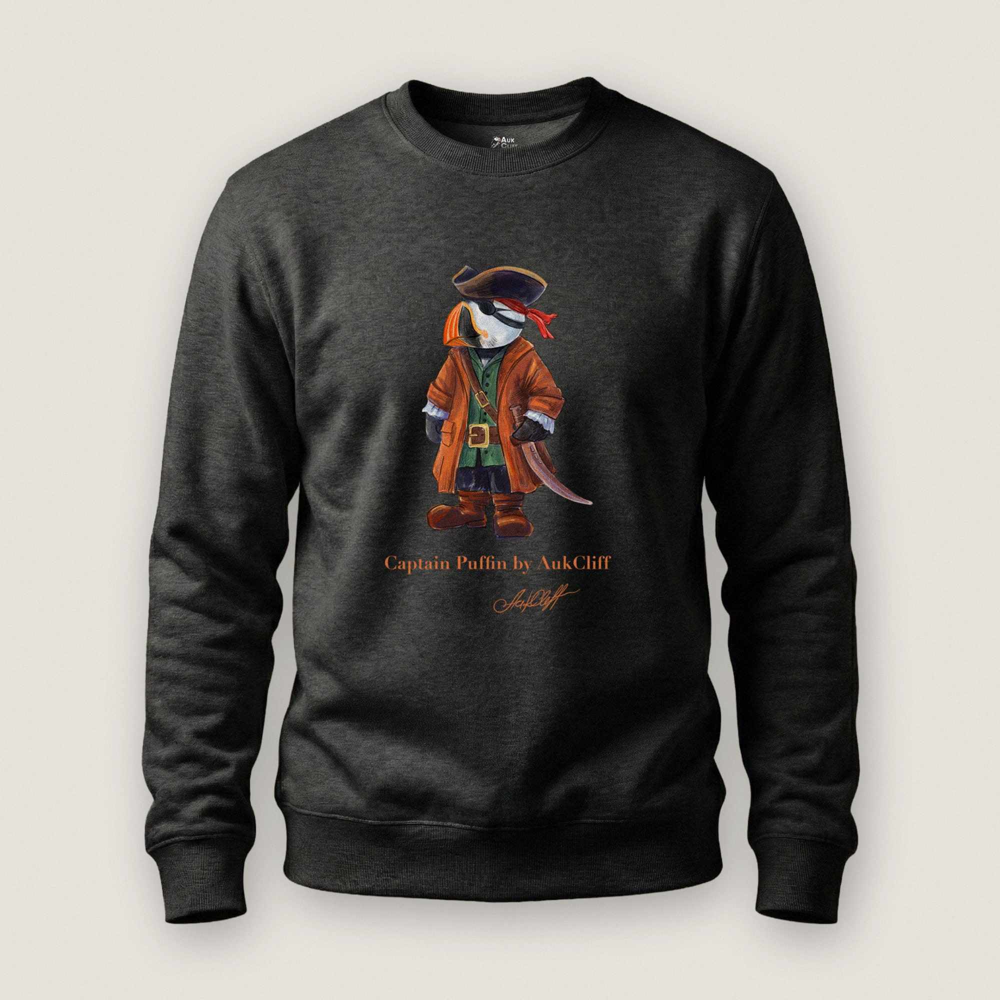 AukCliff Captain Puffin Sweatshirt Charcoal Heather / S Captain Puffin™ Pirate Sweatshirt