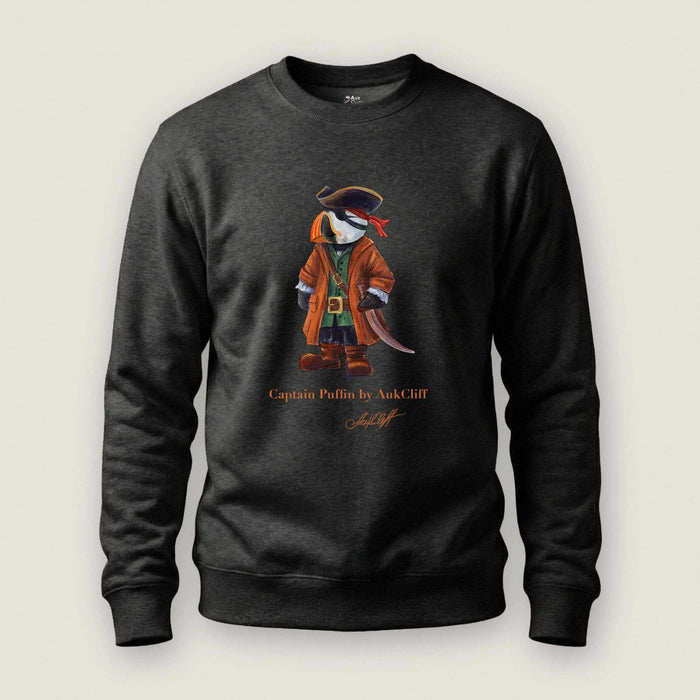 AukCliff Captain Puffin Sweatshirt Charcoal Heather / S Captain Puffin™ Pirate Sweatshirt