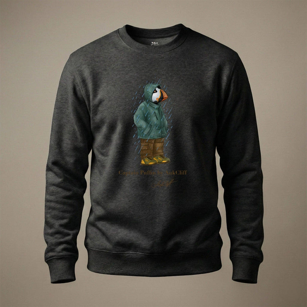 AukCliff Captain Puffin Sweatshirt Charcoal Heather / S Captain Puffin™ “Rainy Day Rambler” Sweatshirt
