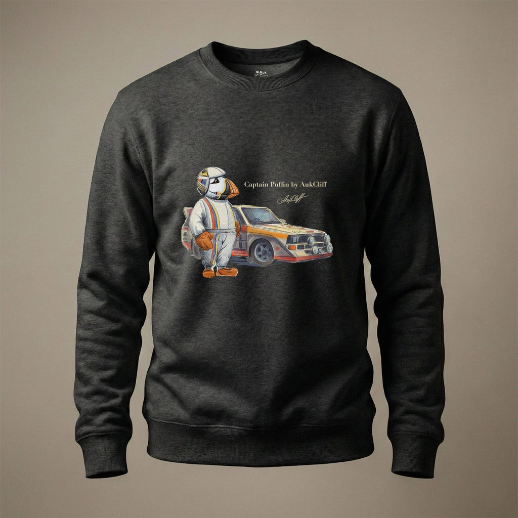 AukCliff Captain Puffin Sweatshirt Charcoal Heather / S Captain Puffin™ Rally Driver Sweatshirt