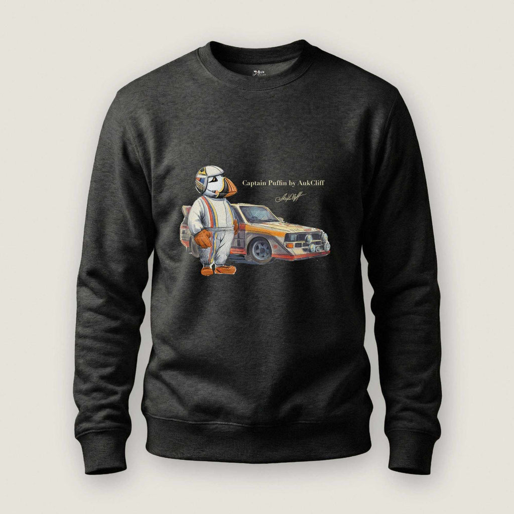 AukCliff Captain Puffin Sweatshirt Charcoal Heather / S Captain Puffin™ Rally Driver Sweatshirt