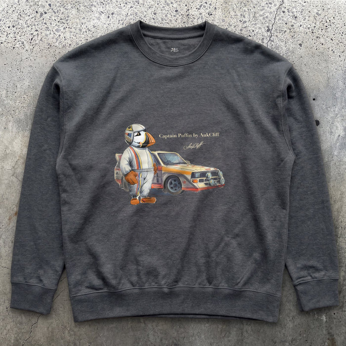 AukCliff Captain Puffin Sweatshirt Charcoal Heather / S Captain Puffin™ Rally Driver Sweatshirt