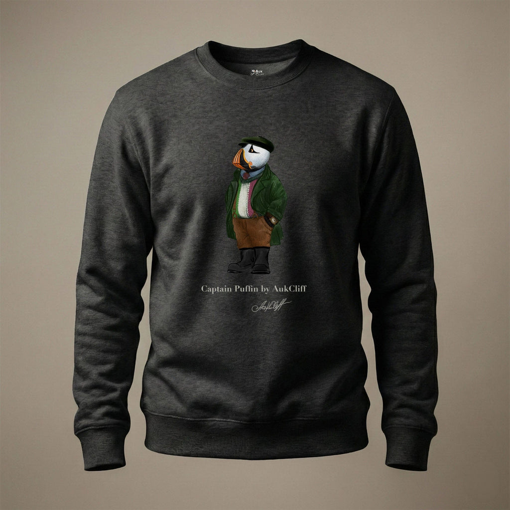 AukCliff® Captain Puffin Sweatshirt Charcoal Heather / S Captain Puffin™ Republic of Newfoundland Sweatshirt