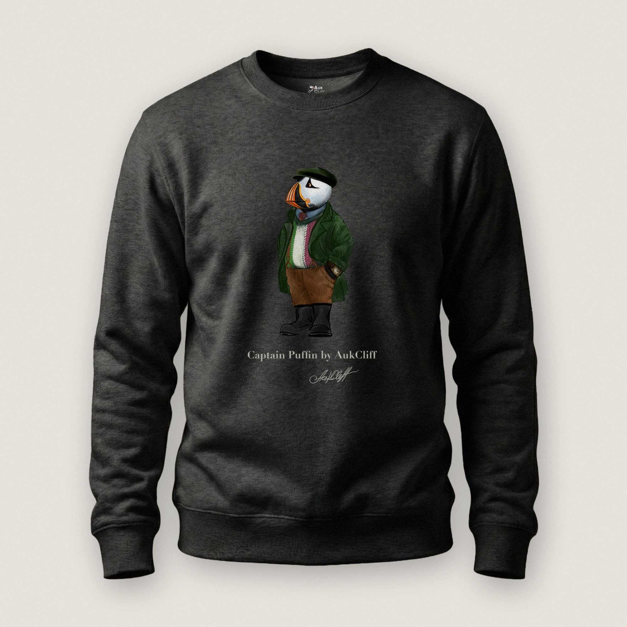 AukCliff® Captain Puffin Sweatshirt Charcoal Heather / S Captain Puffin™ Republic of Newfoundland Sweatshirt