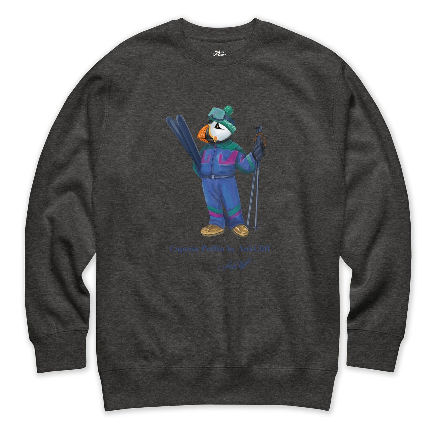 AukCliff Captain Puffin Sweatshirt Charcoal Heather / S Captain Puffin™ Retro Ski Sweatshirt