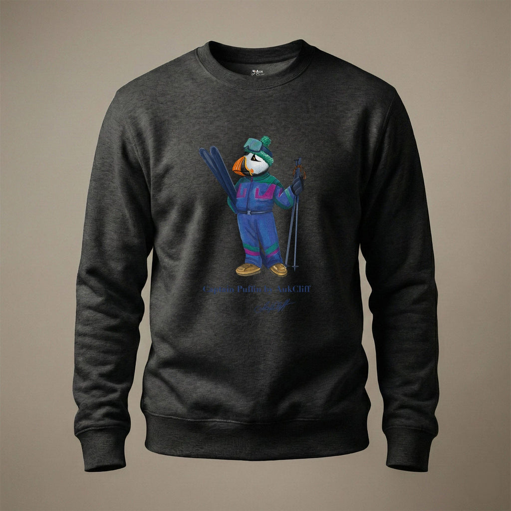 AukCliff Captain Puffin Sweatshirt Charcoal Heather / S Captain Puffin™ Retro Ski Sweatshirt