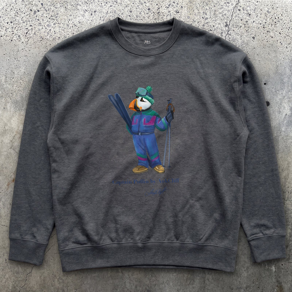 AukCliff Captain Puffin Sweatshirt Charcoal Heather / S Captain Puffin™ Retro Ski Sweatshirt