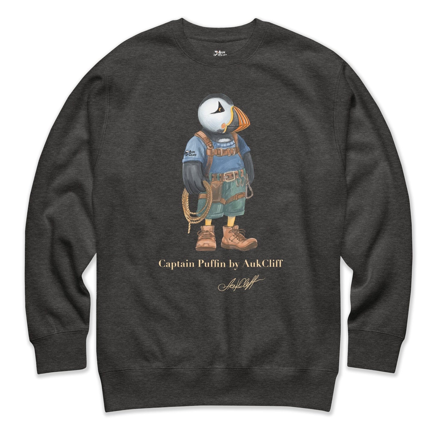 AukCliff Captain Puffin Sweatshirt Charcoal Heather / S Captain Puffin™ Rock Climber Sweatshirt