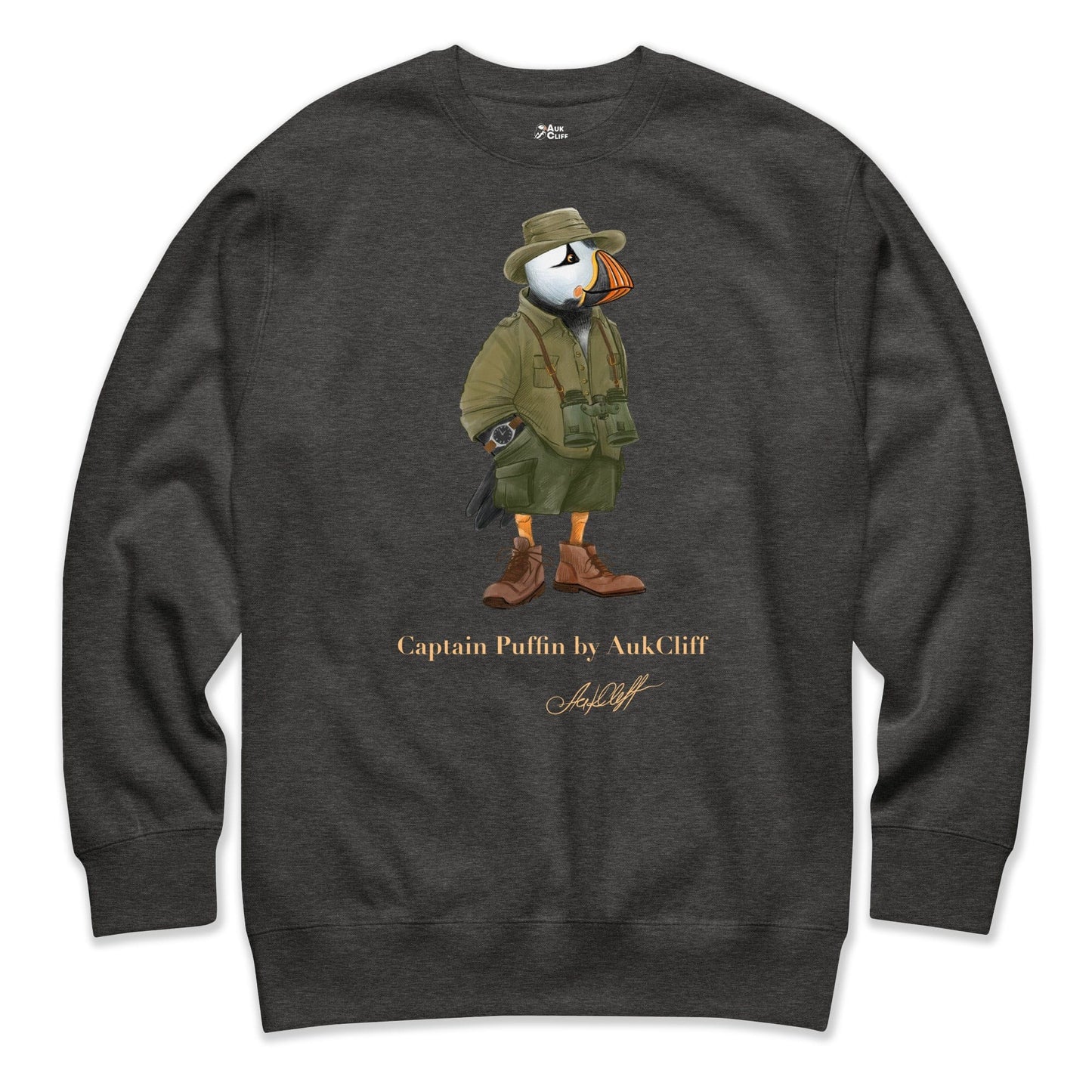 AukCliff Captain Puffin Sweatshirt Charcoal Heather / S Captain Puffin™ Safari Explorer Sweatshirt
