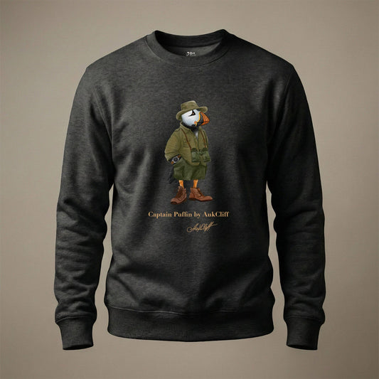 AukCliff Captain Puffin Sweatshirt Charcoal Heather / S Captain Puffin™ Safari Explorer Sweatshirt