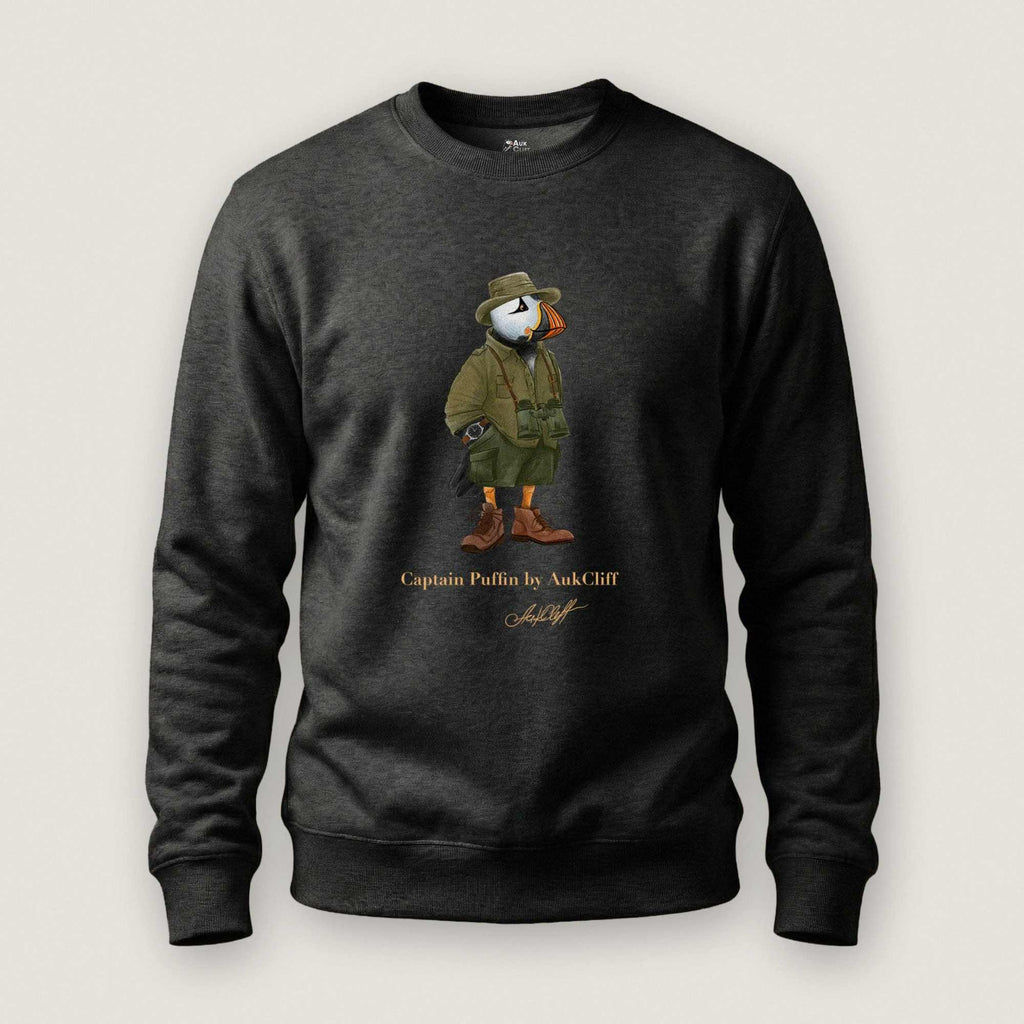 AukCliff Captain Puffin Sweatshirt Charcoal Heather / S Captain Puffin™ Safari Explorer Sweatshirt