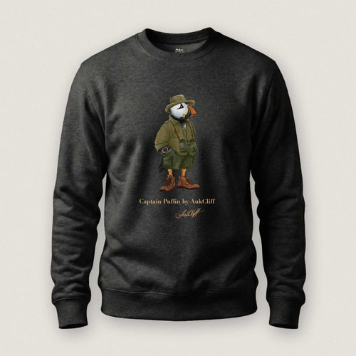 AukCliff Captain Puffin Sweatshirt Charcoal Heather / S Captain Puffin™ Safari Explorer Sweatshirt