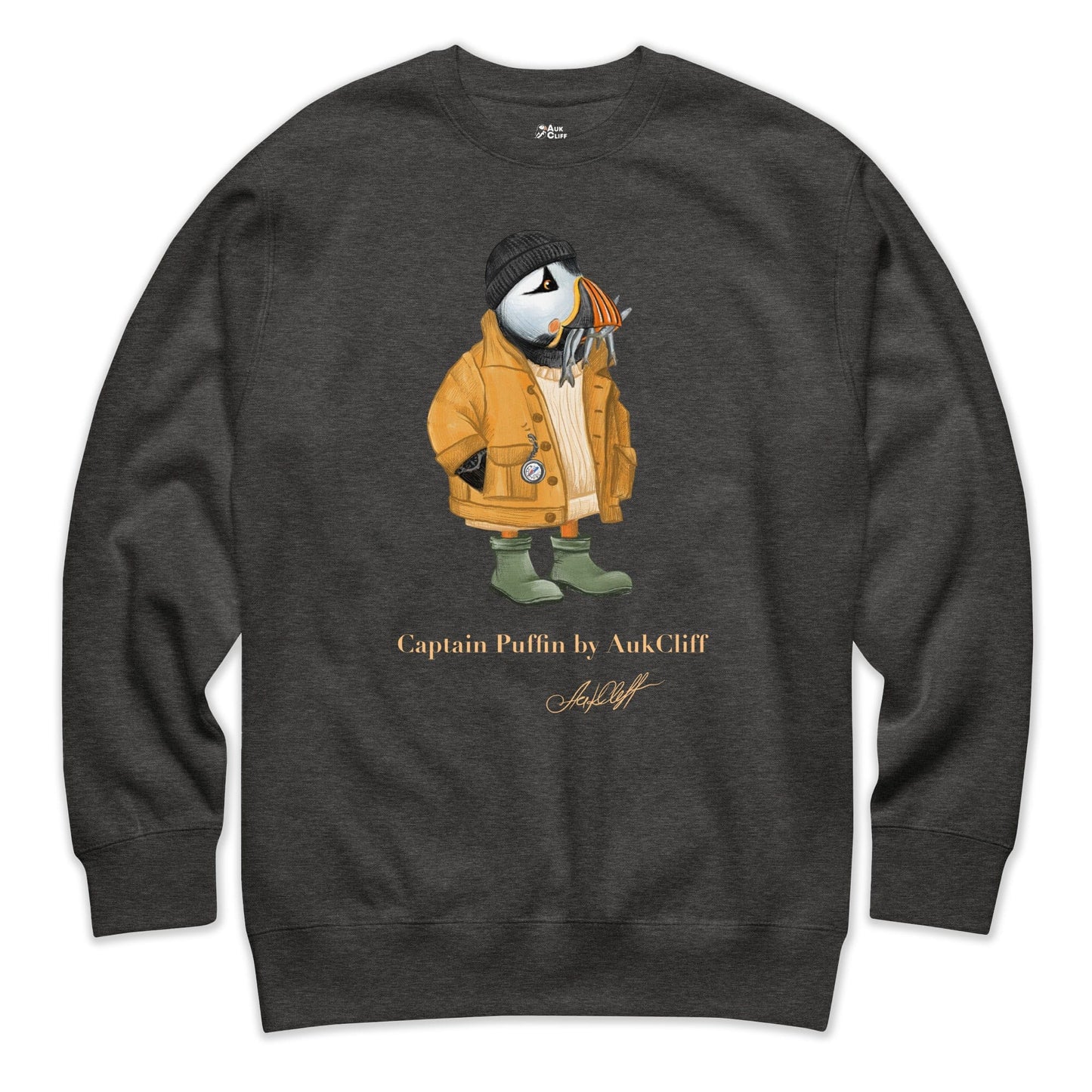 AukCliff Captain Puffin Sweatshirt Charcoal Heather / S Captain Puffin™ Sailor “Catch of the Day” Sweatshirt