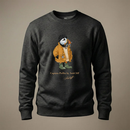 AukCliff Captain Puffin Sweatshirt Charcoal Heather / S Captain Puffin™ Sailor “Catch of the Day” Sweatshirt