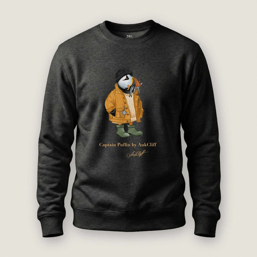 AukCliff Captain Puffin Sweatshirt Charcoal Heather / S Captain Puffin™ Sailor “Catch of the Day” Sweatshirt