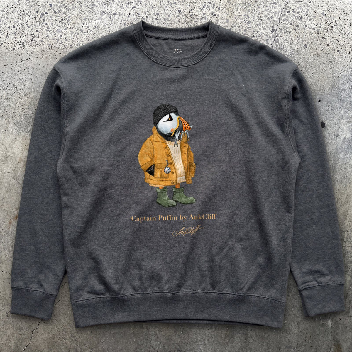 AukCliff Captain Puffin Sweatshirt Charcoal Heather / S Captain Puffin™ Sailor “Catch of the Day” Sweatshirt