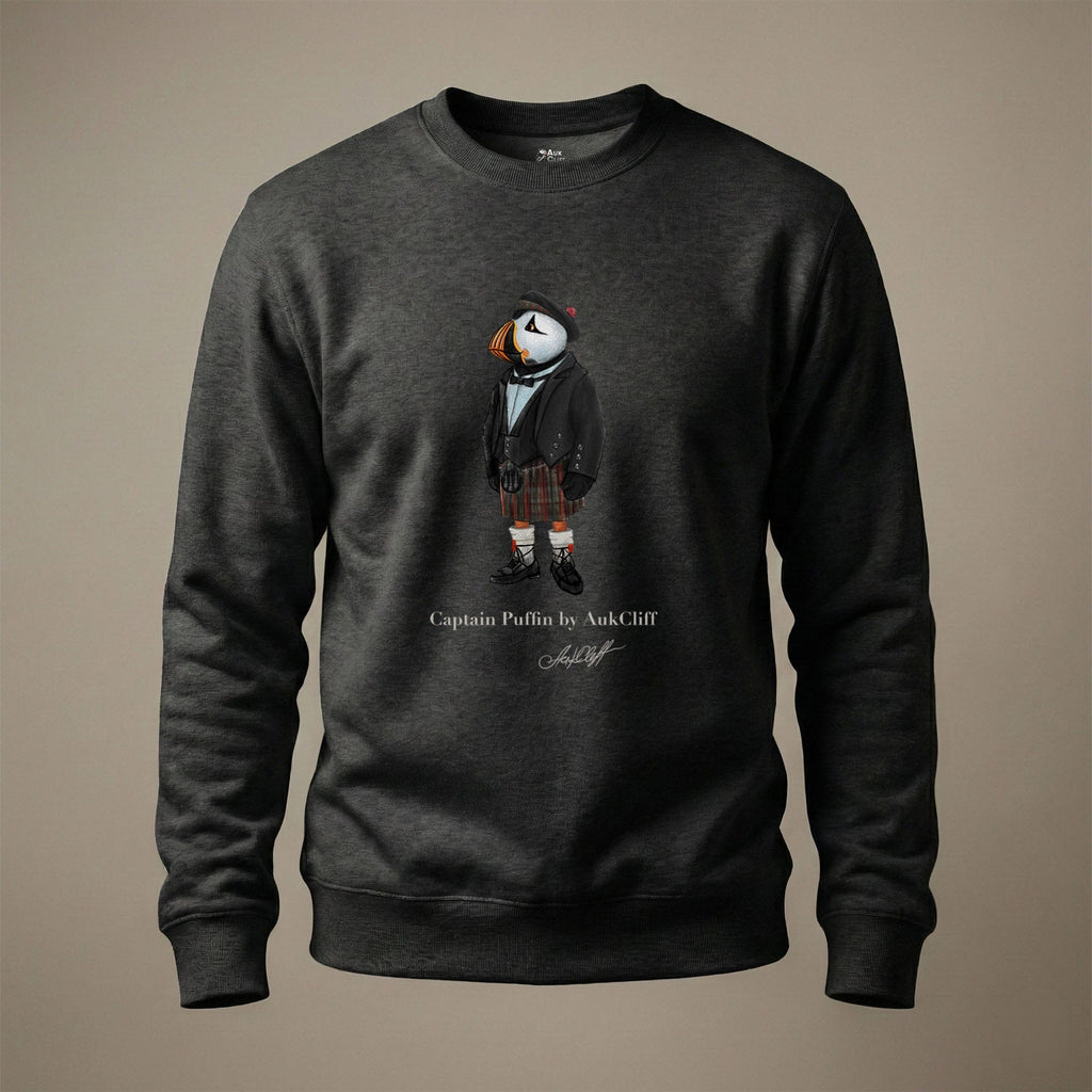 AukCliff® Captain Puffin Sweatshirt Charcoal Heather / S Captain Puffin™ Scottish Heritage Sweatshirt