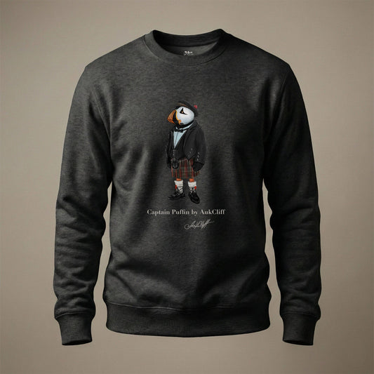 AukCliff® Captain Puffin Sweatshirt Charcoal Heather / S Captain Puffin™ Scottish Heritage Sweatshirt